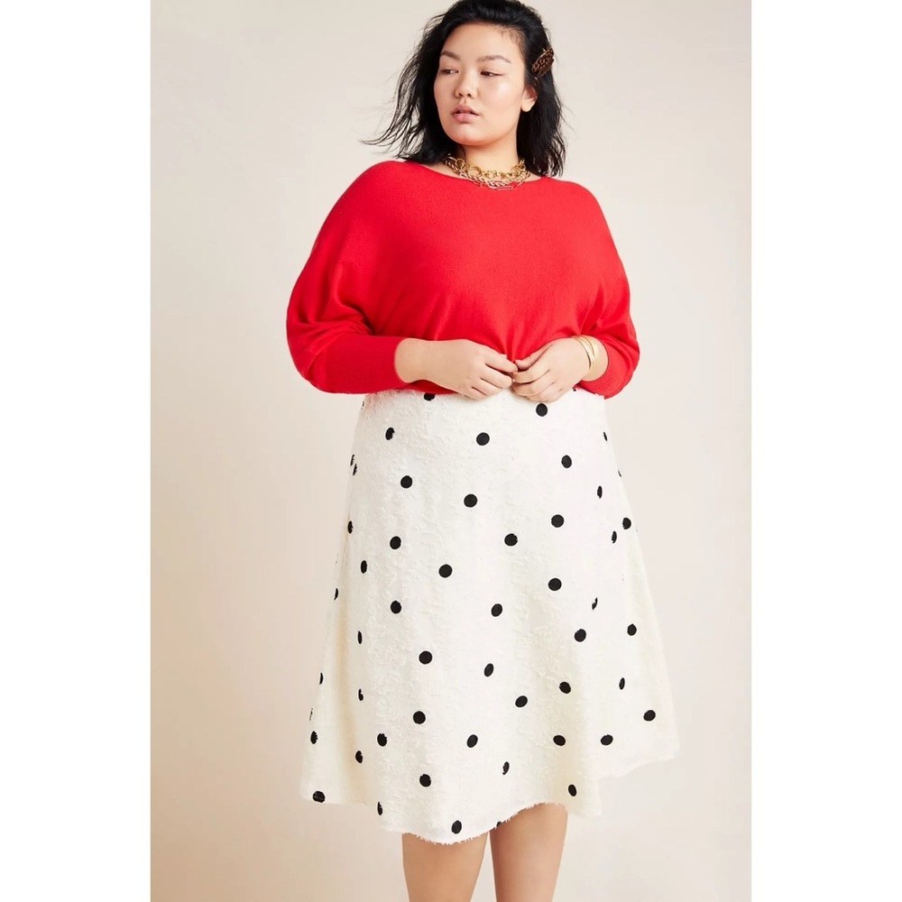 NWT Anthropologie Eri + Ali Andrea Textured Polka Dots Midi Skirt 1X Plus Size​ - Picture 5 of 13